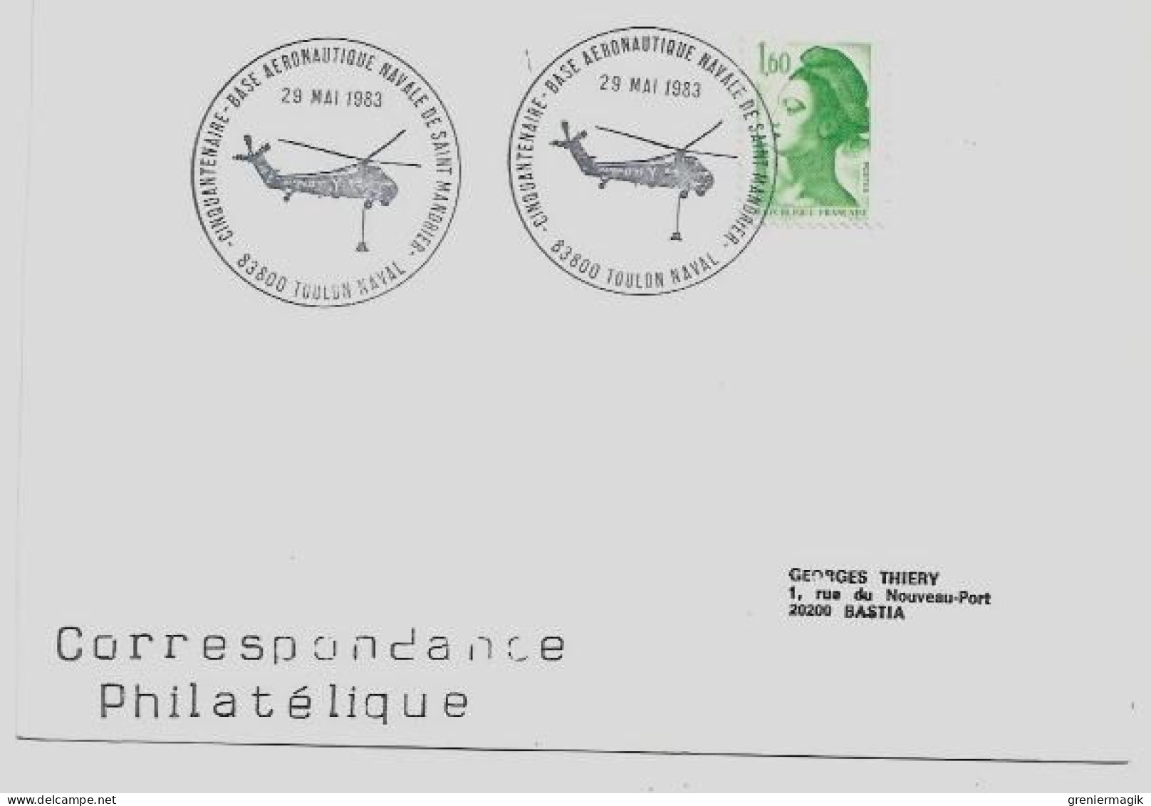 N°2219 Cachet Temporaire Toulon Naval 1983 Cinquantenaire Base Aéronautique Navale De Saint Mandrier - Liberté 1,60 - Cachets Provisoires