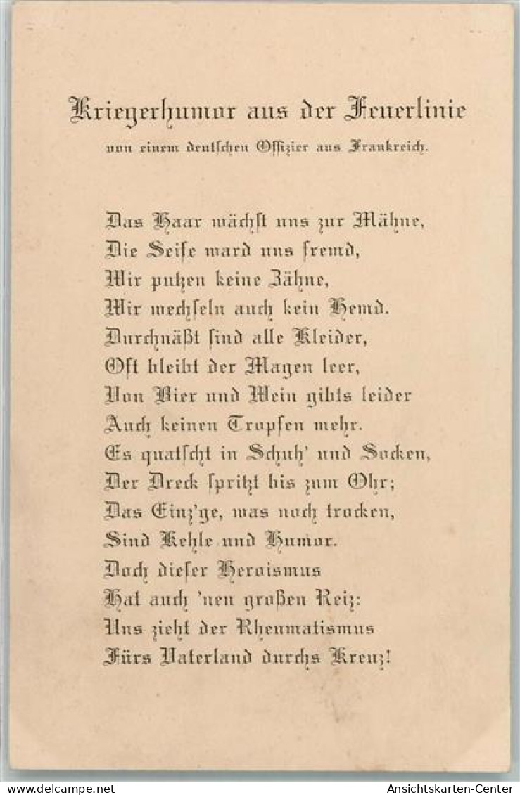 52287506 - Gedicht Kriegerhumor Felpost - War 1914-18