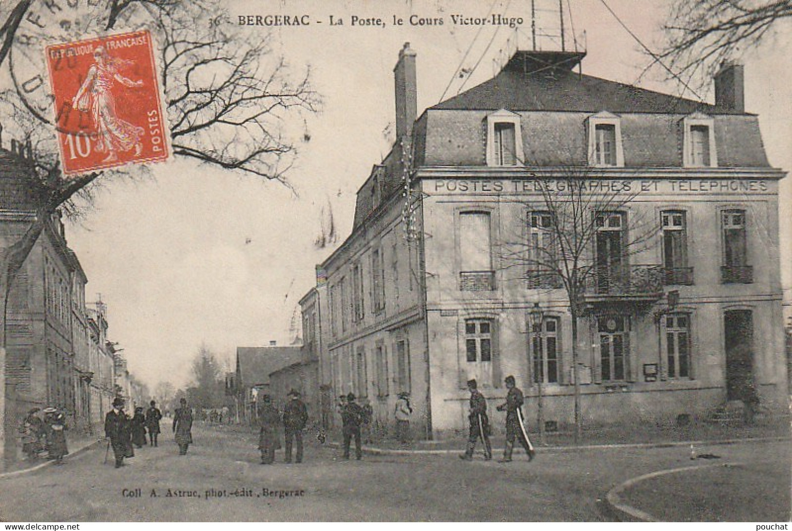 XU 22-(24) BERGERAC - LA POSTE , LE COURS VICTOR HUGO - ANIMATION - 2 SCANS - Bergerac