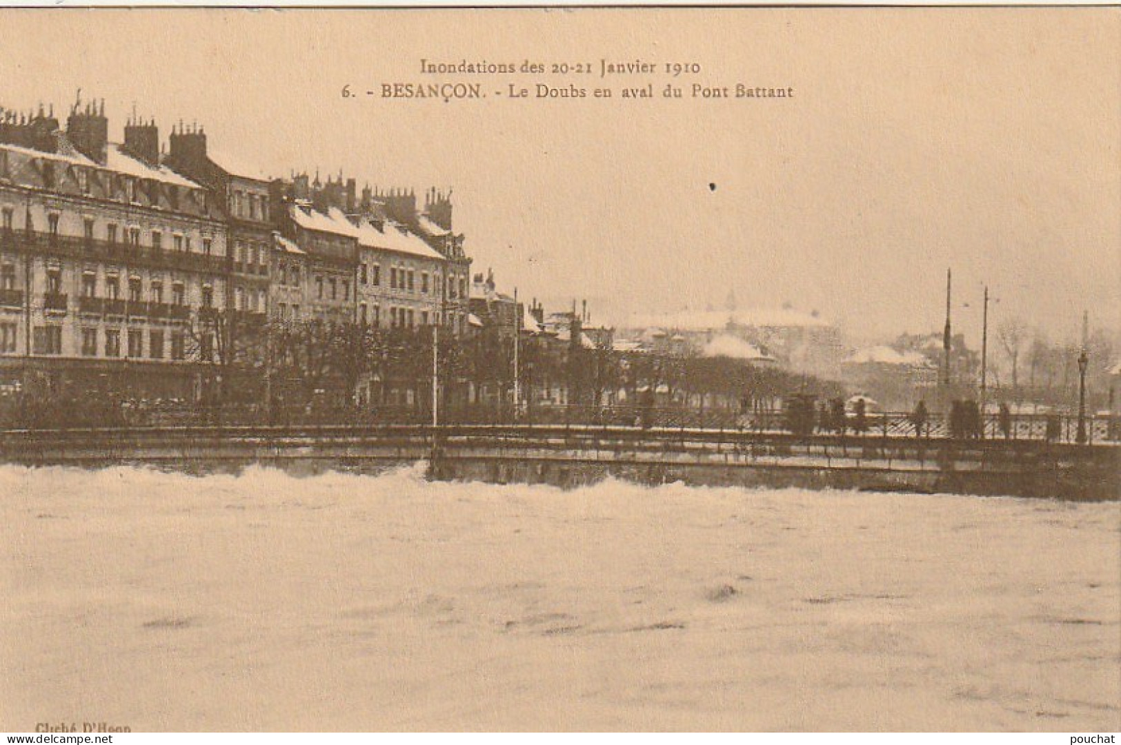 XU 23-(25) BESANCON - INONDATIONS DES 20/21 JANVIER 1910 - LE DOUBS EN AVAL DU PONT BATTANT - 2 SCANS - Besancon