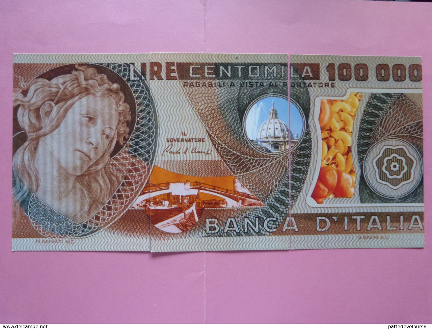 Puzzle De 3 CPM ITALIE ITALIA Représentation 100 000 Lires Billet De Banque Bank Note Banconota Monnaie Surréalism - Münzen (Abb.)