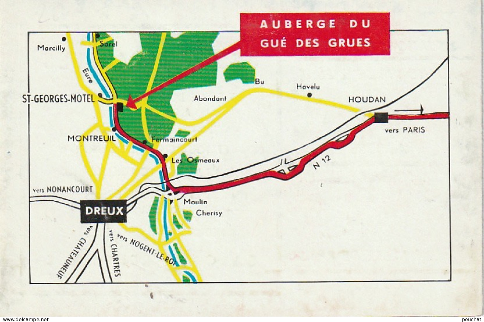 XU 26-(28) AUBERGE DU GUE DES GRUES  , MONTREUIL PAR DREUX - DEPLIANT MULTIVUES 3 VOLETS - 4 SCANS - Reiseprospekte