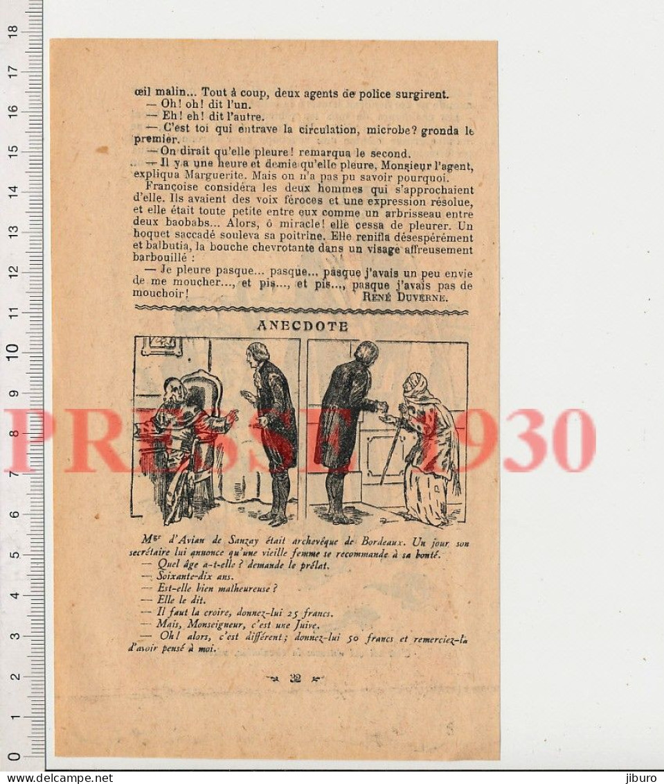 2 Vues 1930 René Duverne Récit Rue Du Bac Paris évocation Pavage + Mgr D'Avieu De Sanzay Archevêque De Bordeaux - Zonder Classificatie