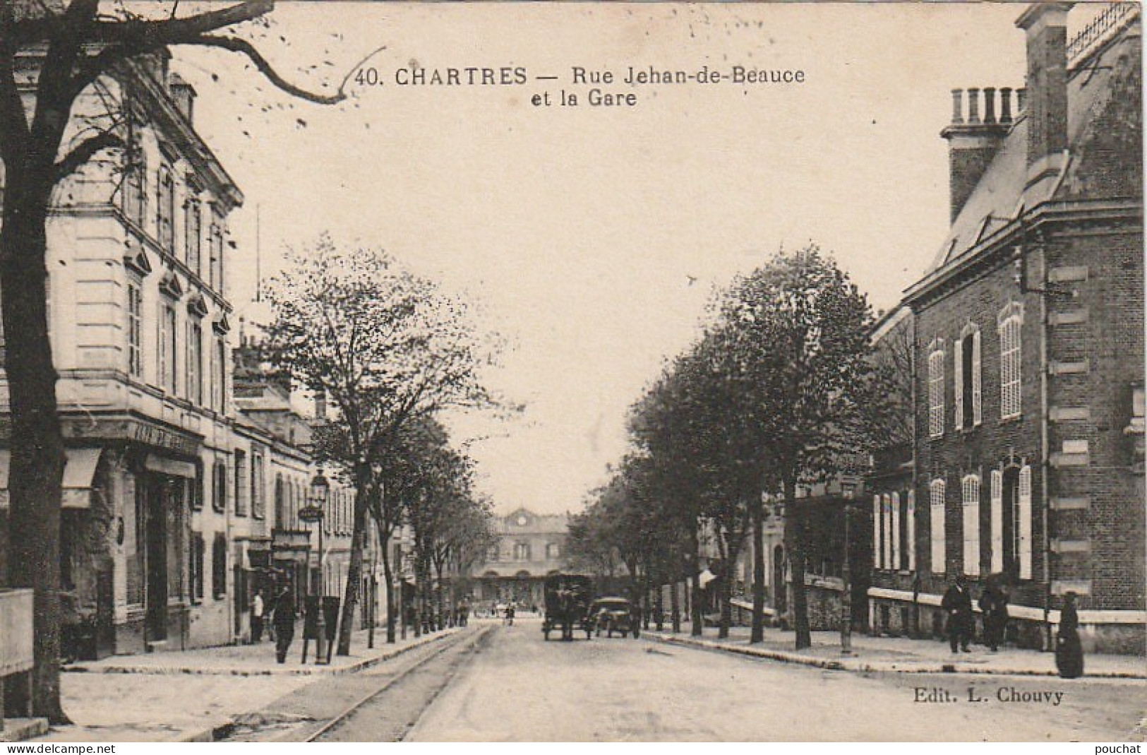 XU 26-(28) CHARTRES - RUE JEHAN DE BEAUCE ET LA GARE  - 2 SCANS - Chartres