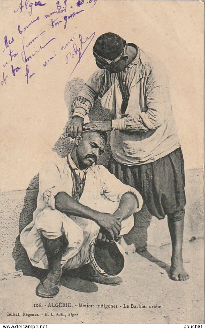 YO Nw27- ALGERIE - METIERS INDIGENES - LE BARBIER ARABE - 2 SCANS - Professions