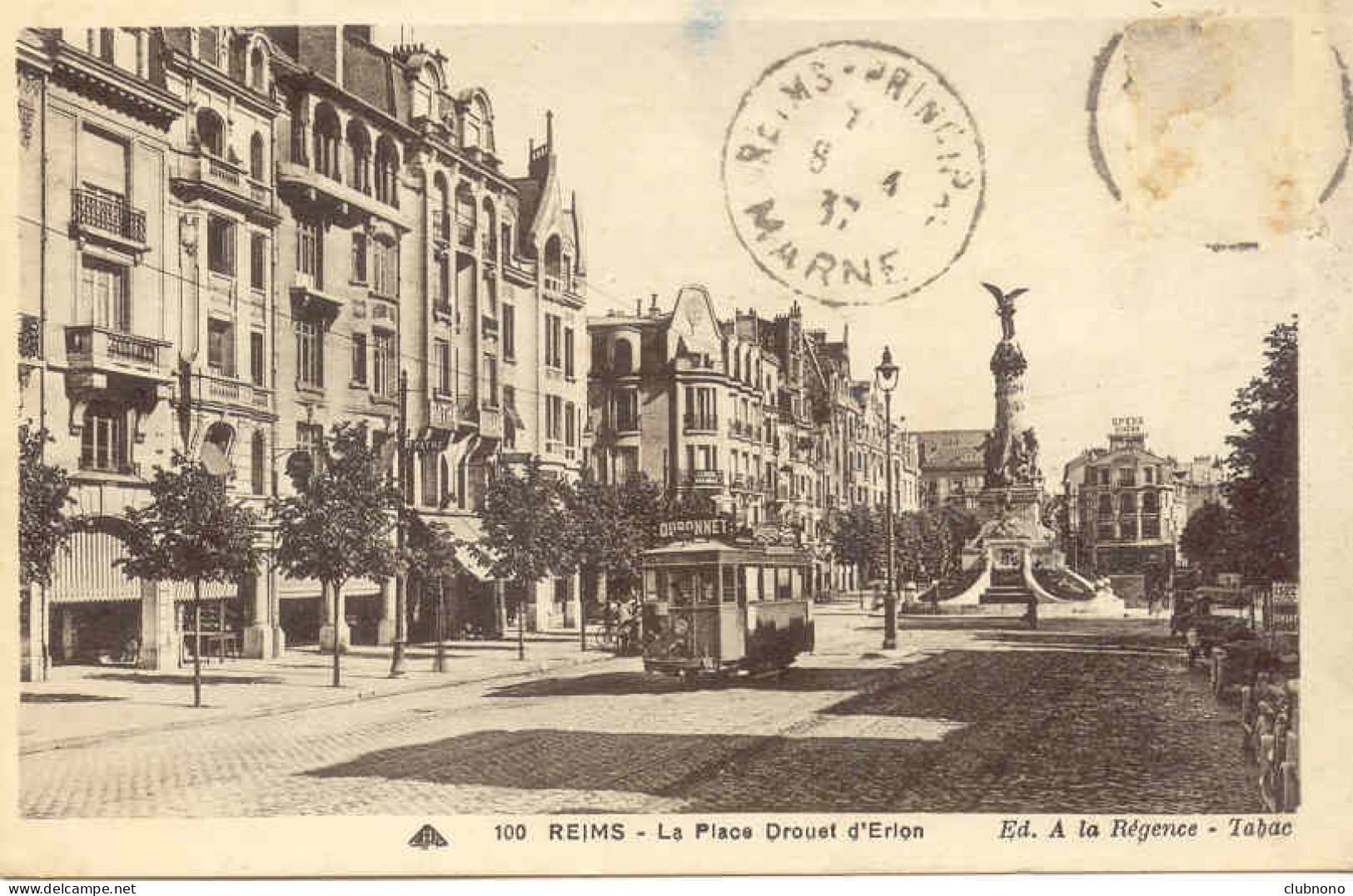 CPA - REIMS - LA PLACE DROUET D'ERLON (1937) - Reims