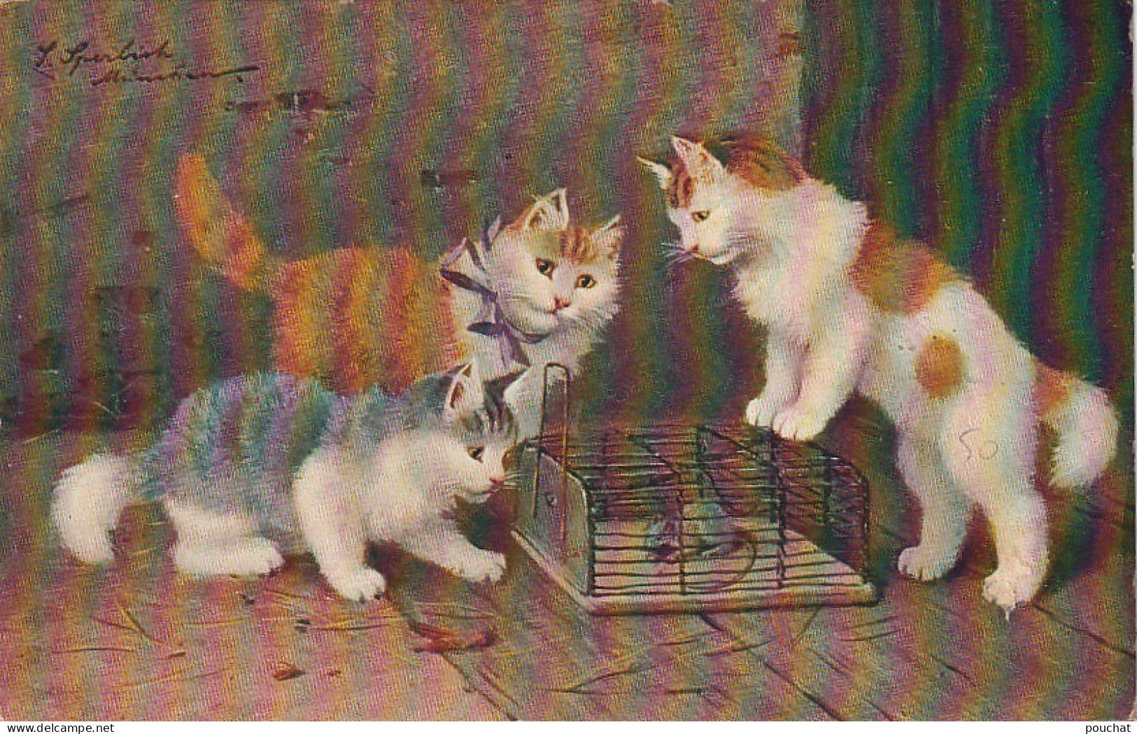 YO 3- TRIO DE CHATONS ET SOURIS EN CAGE - ILLUSTRATEUR  - 2 SCANS - Other & Unclassified