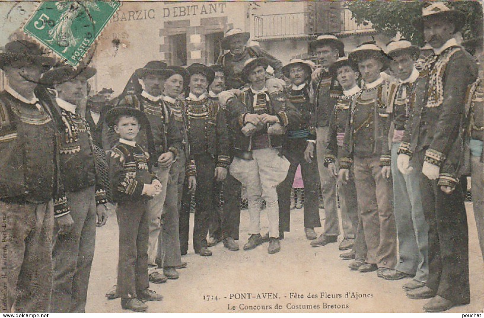 YO 4-(29) PONT AVEN - FETE DES FLEURS D' AJONCS - LE CONCOURS DE COSTUMES BRETONS - CARTE COLORISEE - 2 SCANS - Pont Aven