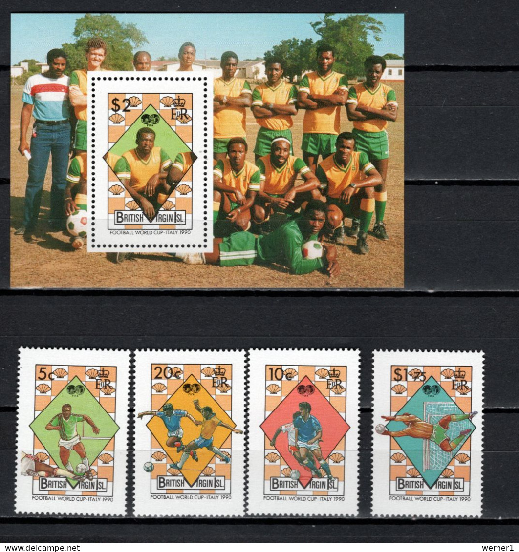 British Virgin Islands 1989 Football Soccer World Cup Set Of 4 + S/s MNH - 1990 – Italy