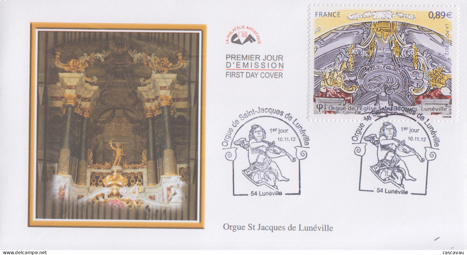 Enveloppe  FDC  1er  Jour    FRANCE    Orgue   Eglise   Saint   Jacques   De   LUNEVILLE    2012 - 2010-2019