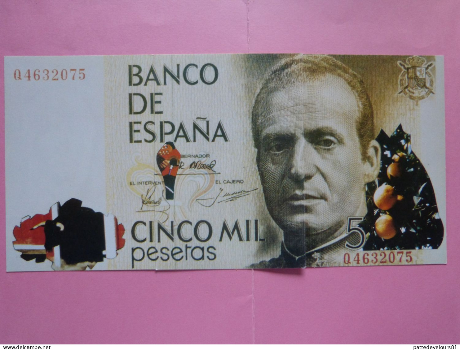 Puzzle 3 CPM ESPAGNE ESPAÑA Représentation  5000 Pesetas Billet De Banque Billete De Banco Bank Note Monnaie Surréalism - Munten (afbeeldingen)