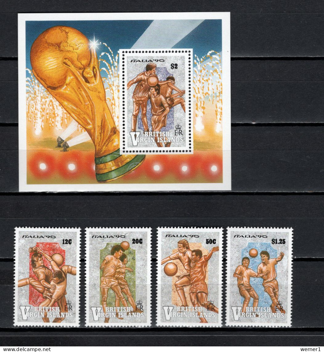 British Virgin Islands 1990 Football Soccer World Cup Set Of 4 + S/s MNH - 1990 – Italy
