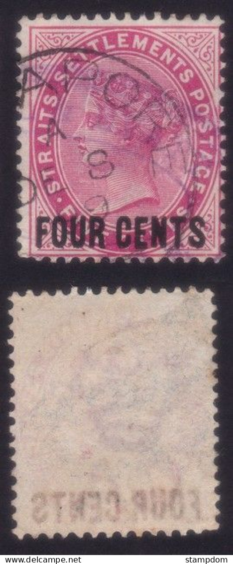 STRAITS SETTLEMENTS 1899 QV 4c Surch On 5c Sc#92 - USED @N529 - Straits Settlements