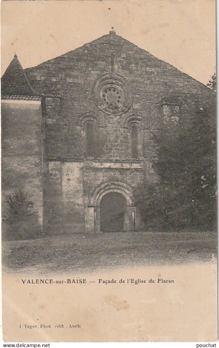 YO 11-(32) VALENCE SUR BAISE - FACADE DE L' EGLISE DE FLARAN - PHOT. EDIT. TAPIE , AUCH - 2 SCANS - Other & Unclassified