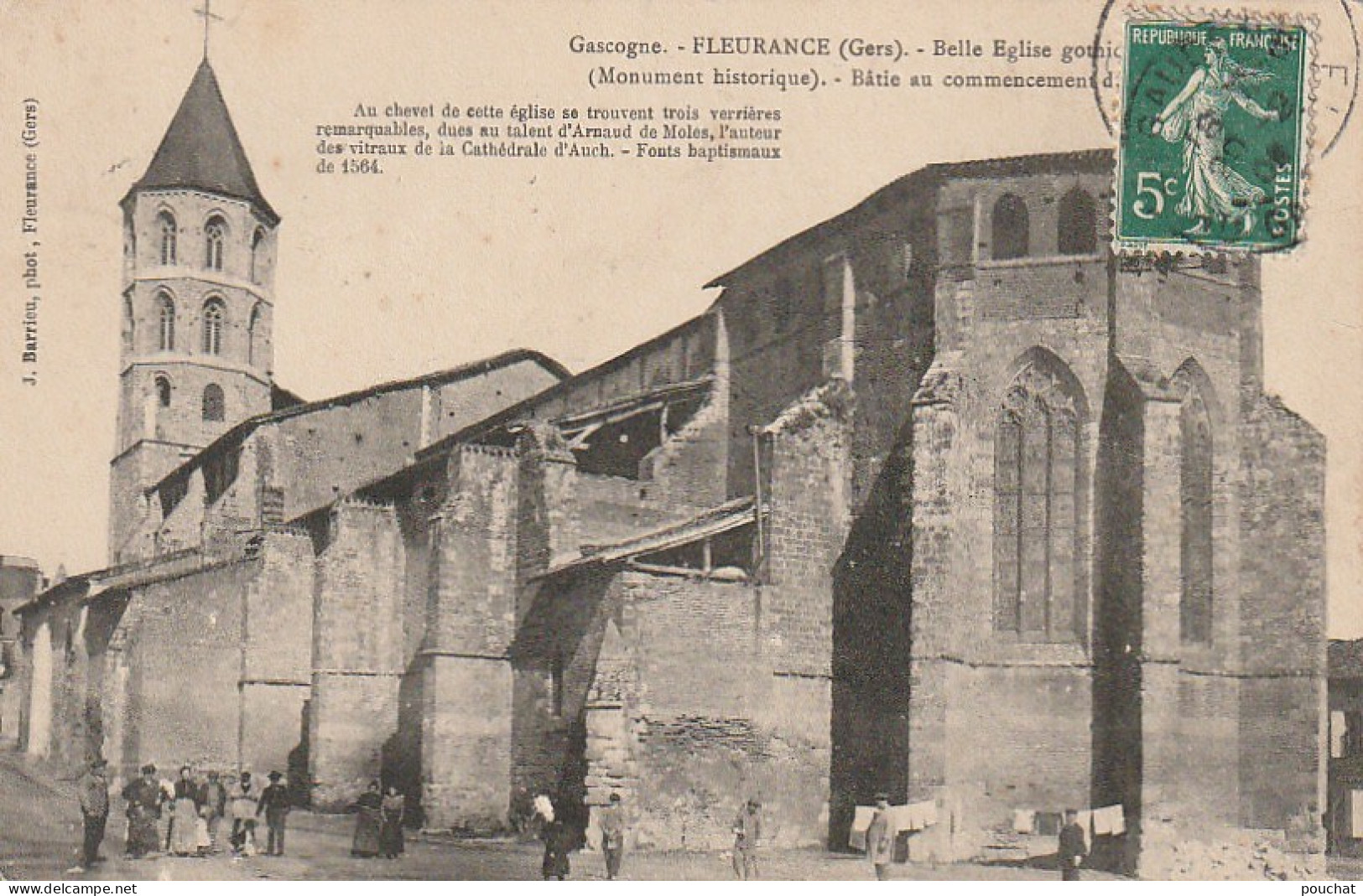 YO 12-(32) FLEURANCE - EGLISE GOTHIQUE - ANIMATION - PHOT. J. BARRIEU , FLEURANCE - 2 SCANS - Fleurance