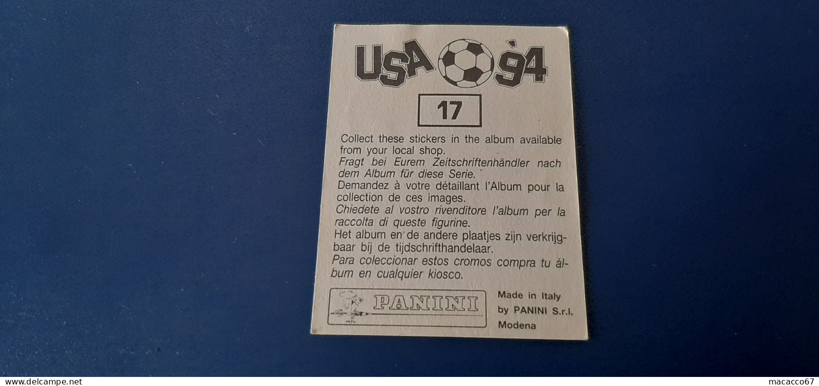 Figurina Panini WM USA 94 - 017 Balboa Usa - Edition Italienne