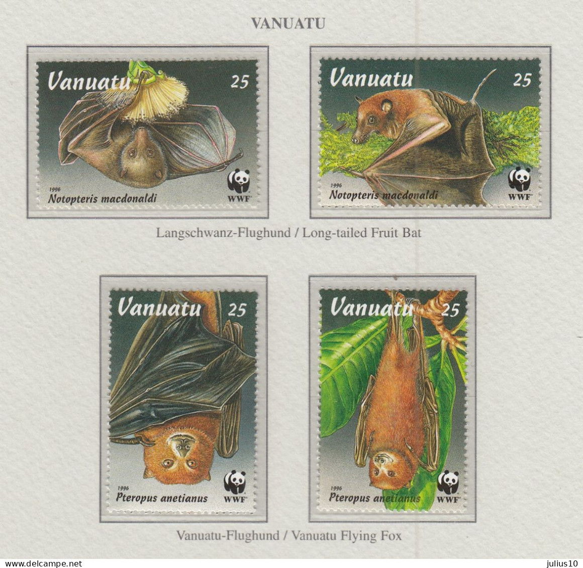 Vanuatu 1996 WWF Bats Mi 1004-1007 MNH(**) Fauna 544 - Fledermäuse