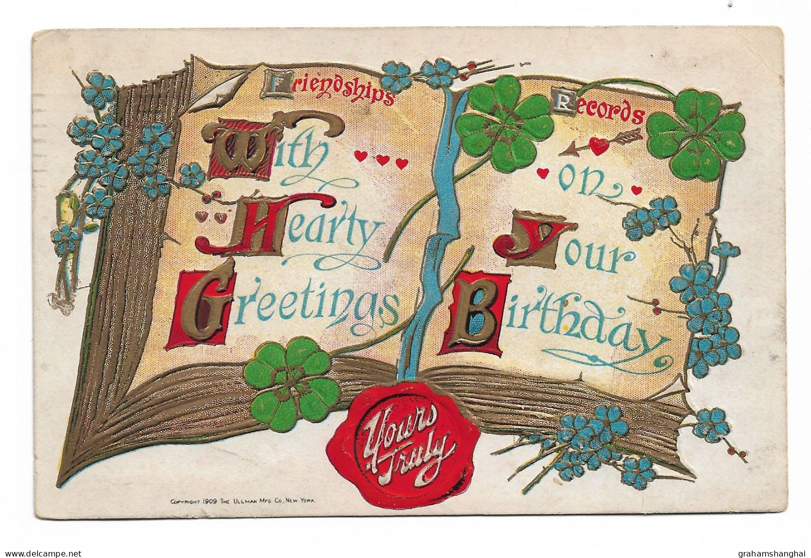 Postcard Birthday Greetings Card Embossed Design Posted 1911 PA Pittsburgh North Diamond Station With Postage Due - Verjaardag