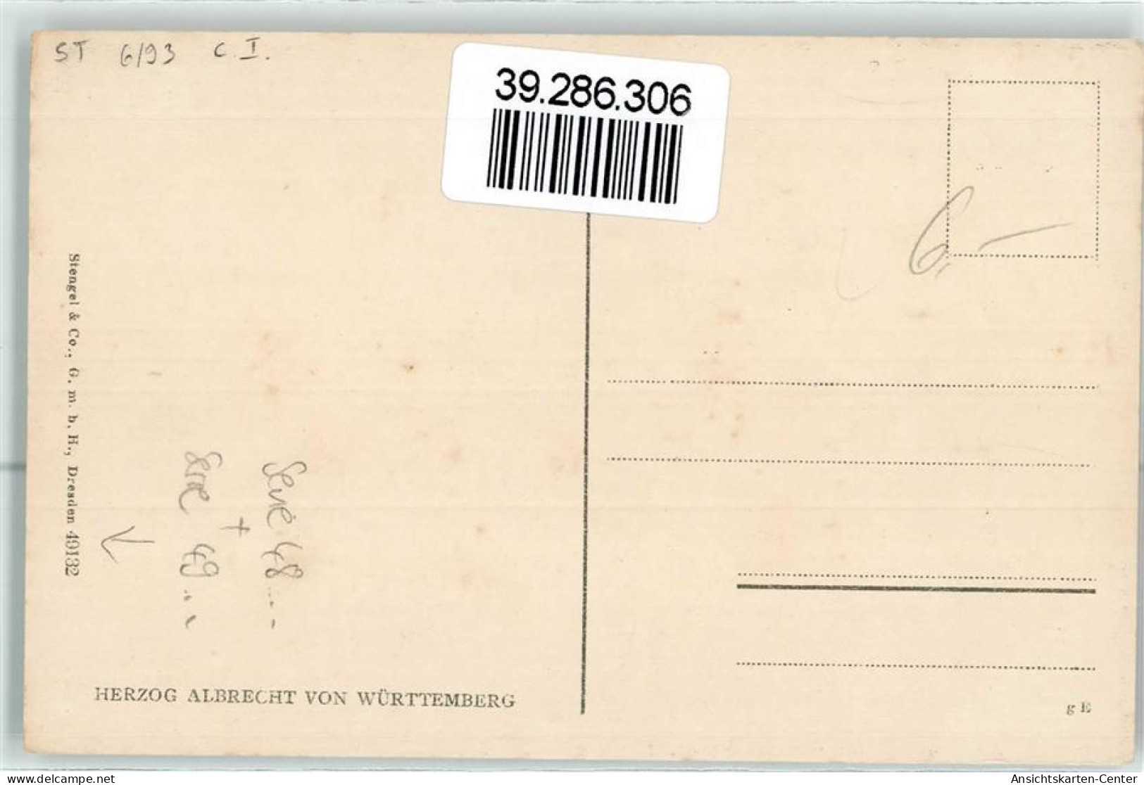 39286306 - Herzog Albrecht Von Wuertt. Verlag Stengel 49132 - Royal Families