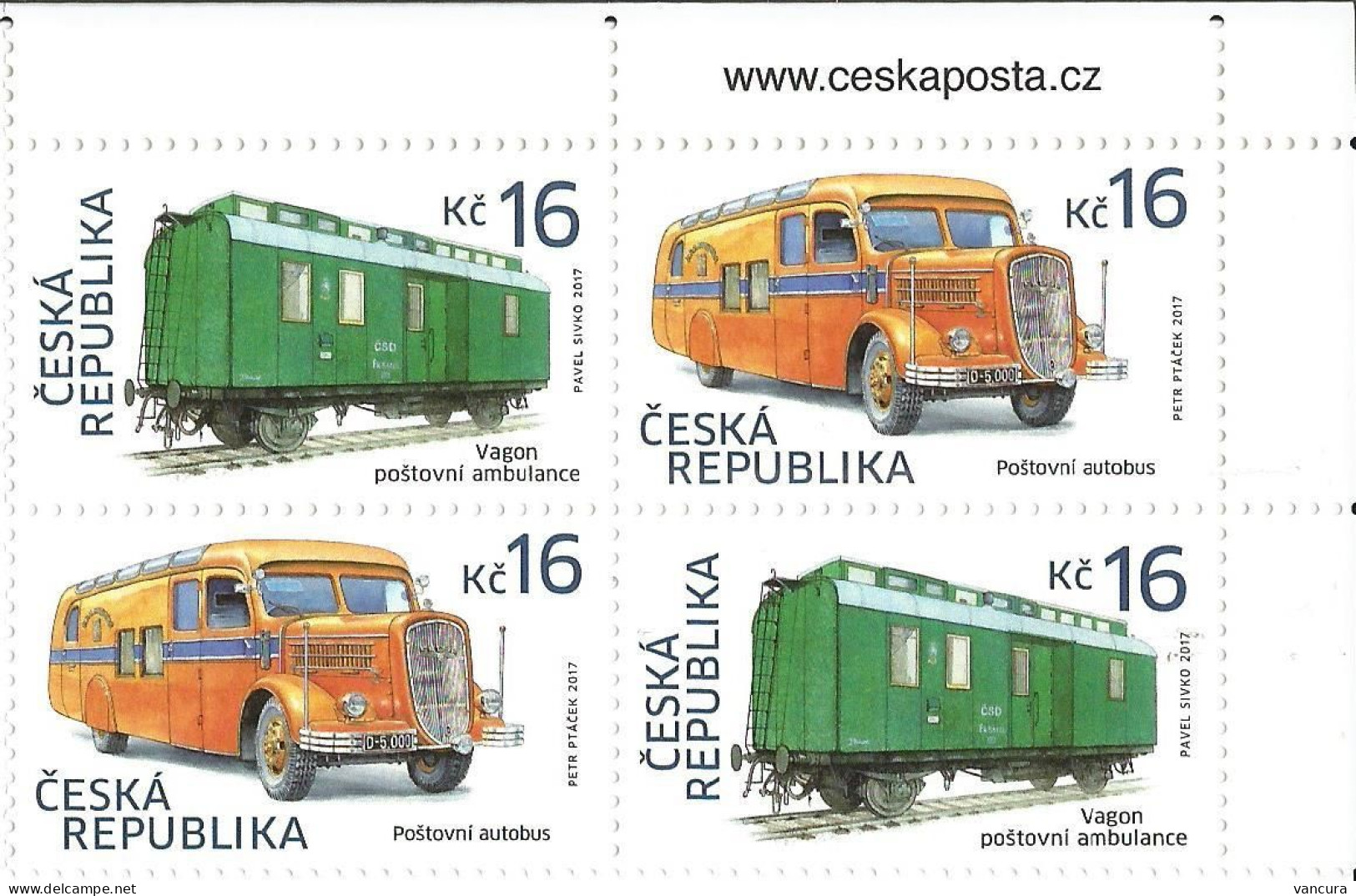 ** 916 - 917 Czech Republic Railroad Mail Car And Post Mail Bus 2017 - Ongebruikt