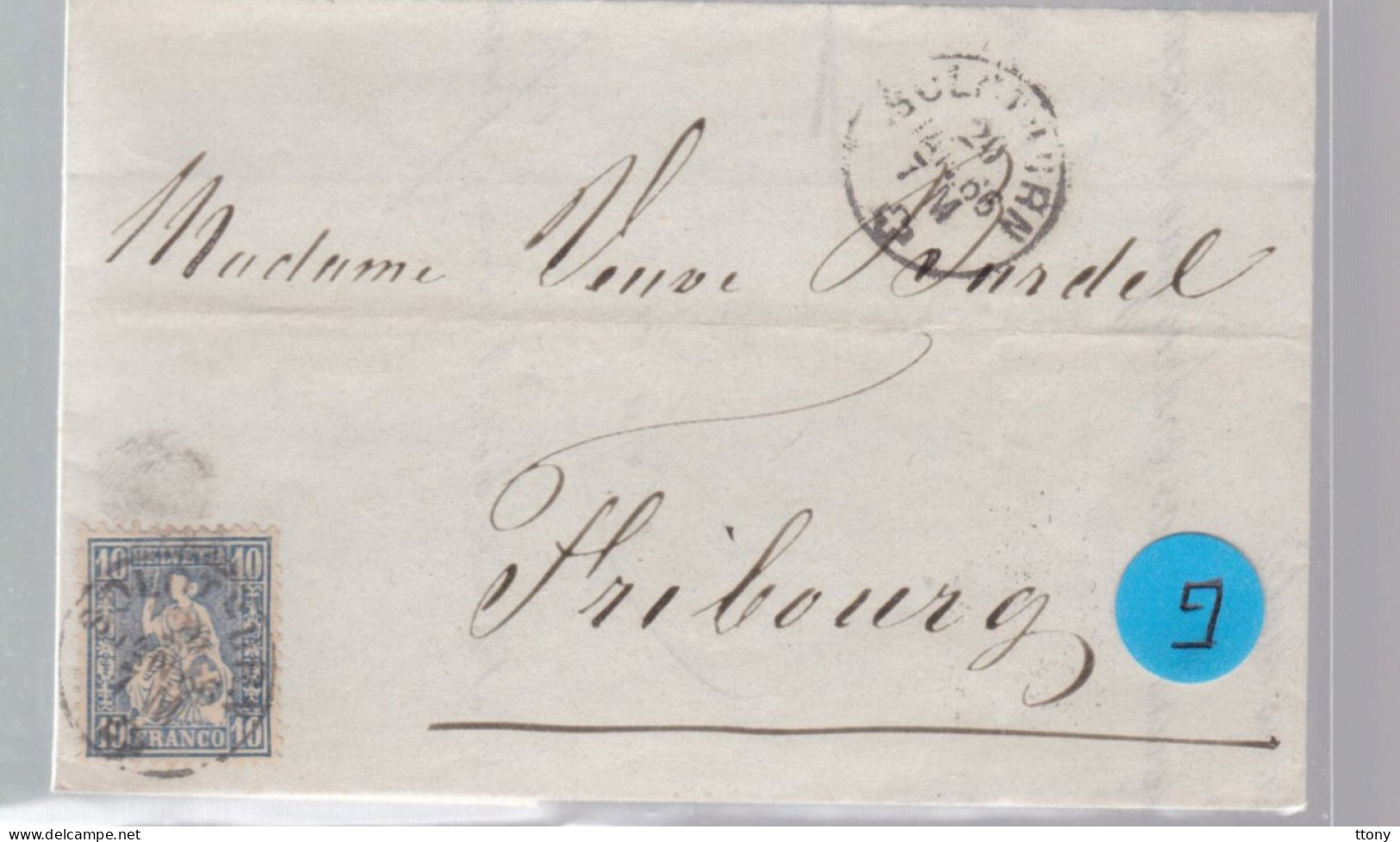 Un Timbre N° 31  10 C  Franco  Suisse  Sur Lettre   Facture   1866   Destination Fribourg - Briefe U. Dokumente