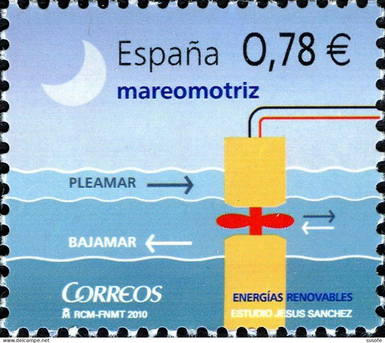 España 2010 Edifil 4585 Sello ** Energias Renovables Mareomotriz Estudio Jesús Sanchez Michel 4526 Yvert 4231 Spain - Unused Stamps