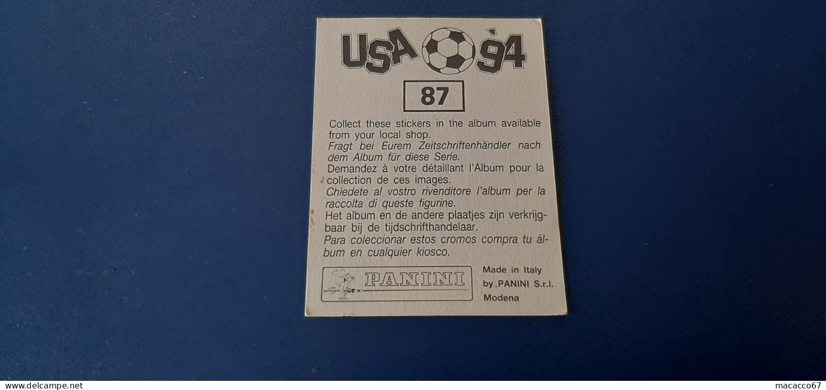 Figurina Panini WM USA 94 - 087 Panduru Romania - Italian Edition