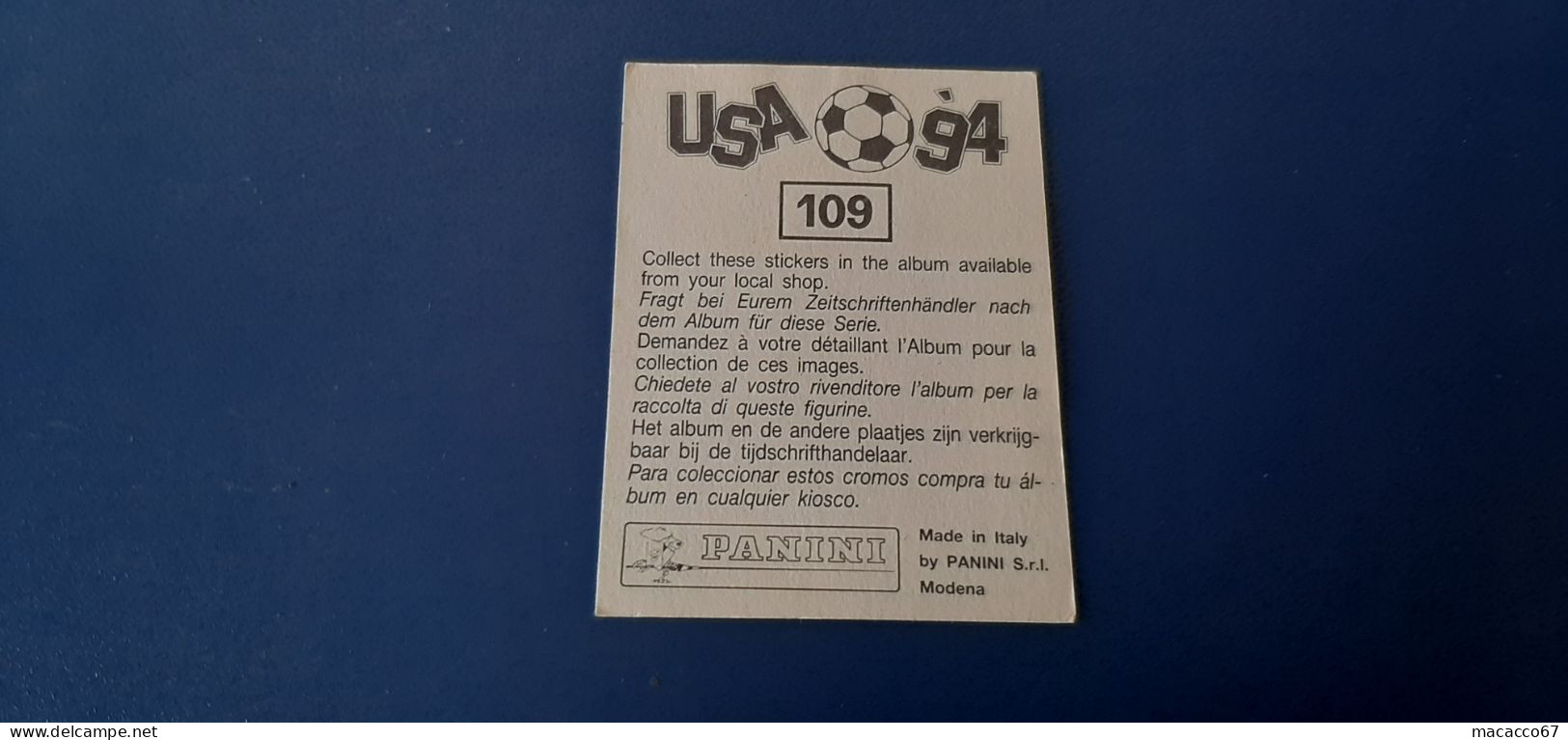 Figurina Panini WM USA 94 - 109 Evair Brasile - Italian Edition