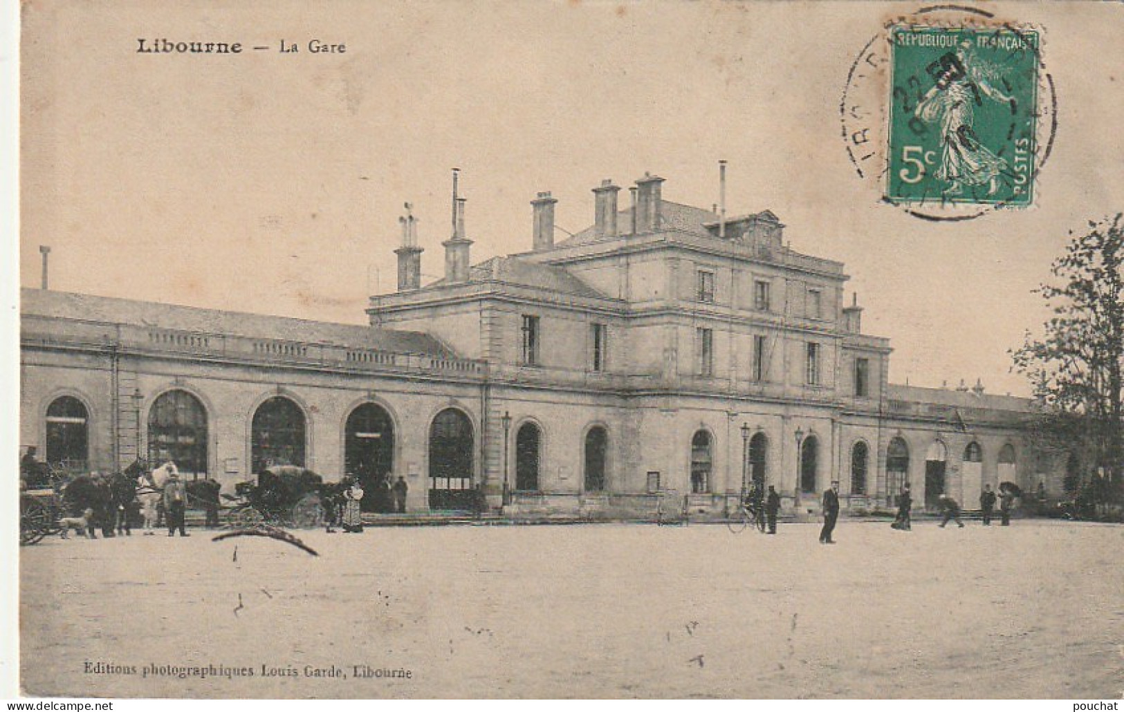 YO 14-(33) LIBOURNE - LA GARE - ANIMATION - ATTELAGES - EDIT. L. GARDE , LIBOURNE - 2 SCANS - Libourne