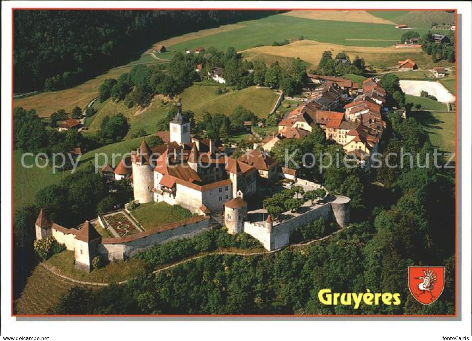 12028763 Gruyeres FR Burg Fliegeraufnahme Gruyeres - Sonstige & Ohne Zuordnung
