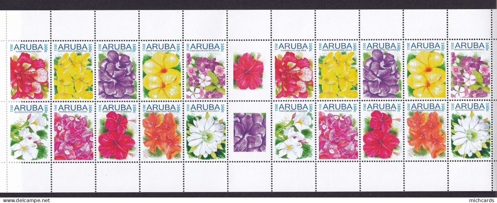 323 ARUBA 2011 - Y&T 530/39 X 2 En Feuille - Fleur - Neuf ** (MNH) Sans Charniere - Curaçao, Nederlandse Antillen, Aruba