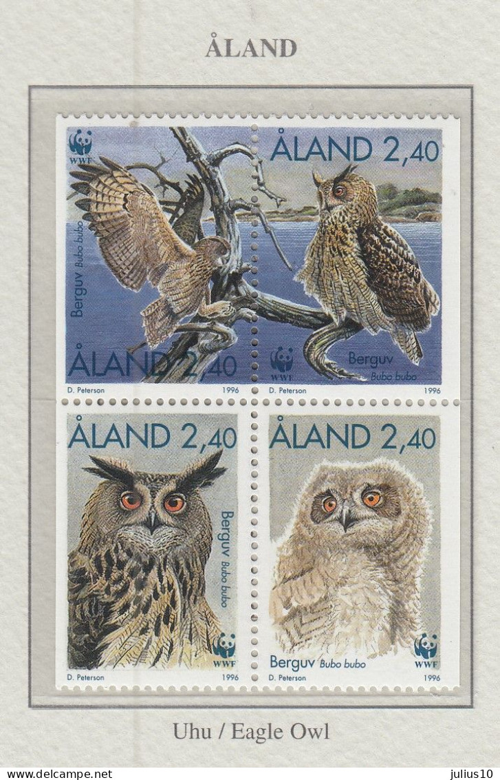 ALAND 1996 WWF Owls Birds Mi 109-112 MNH(**) Fauna 546 - Owls