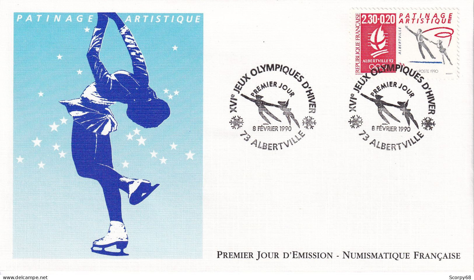 FDC 08/02/1990: XVIèmes Jeux Olympiques D'Hiver ALBERTVILLE 1992 - Patinage Artistique - Y&T N° 2633 - 1990-1999