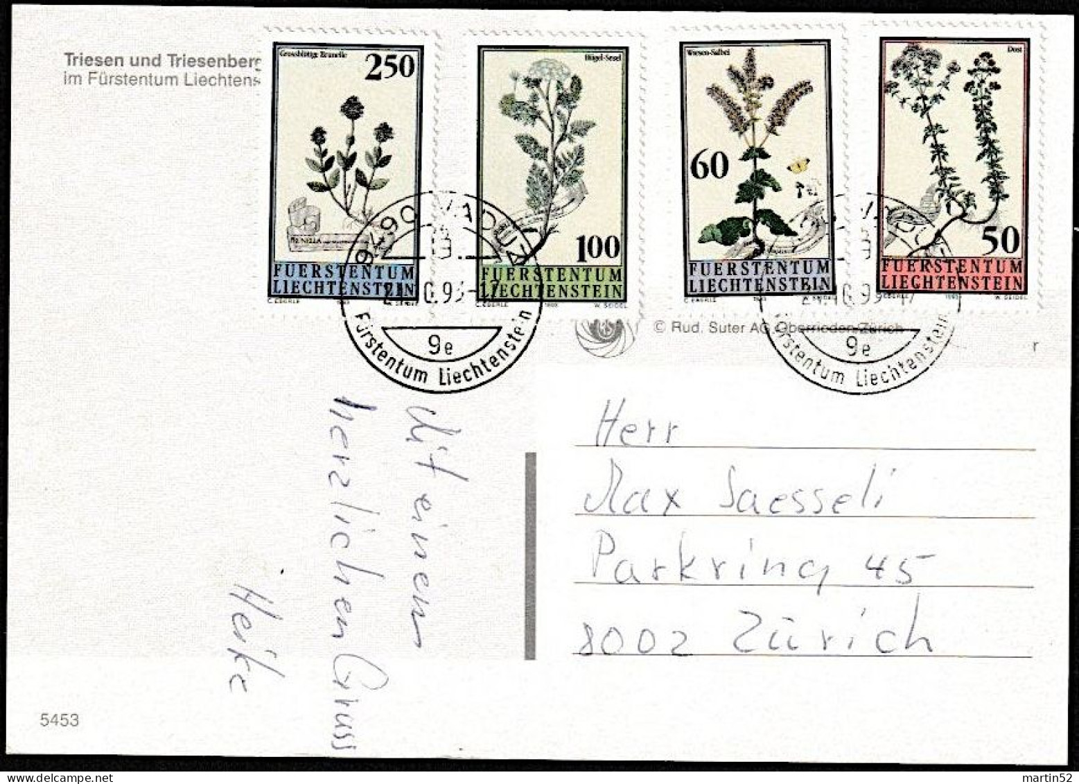 Liechtenstein 1993: "Triesen Und Triesenberg" Zu 1011-14 Mi 1069-72 Yv 1000-13 Mit ⊙ VADUZ 21.10.93 - Covers & Documents
