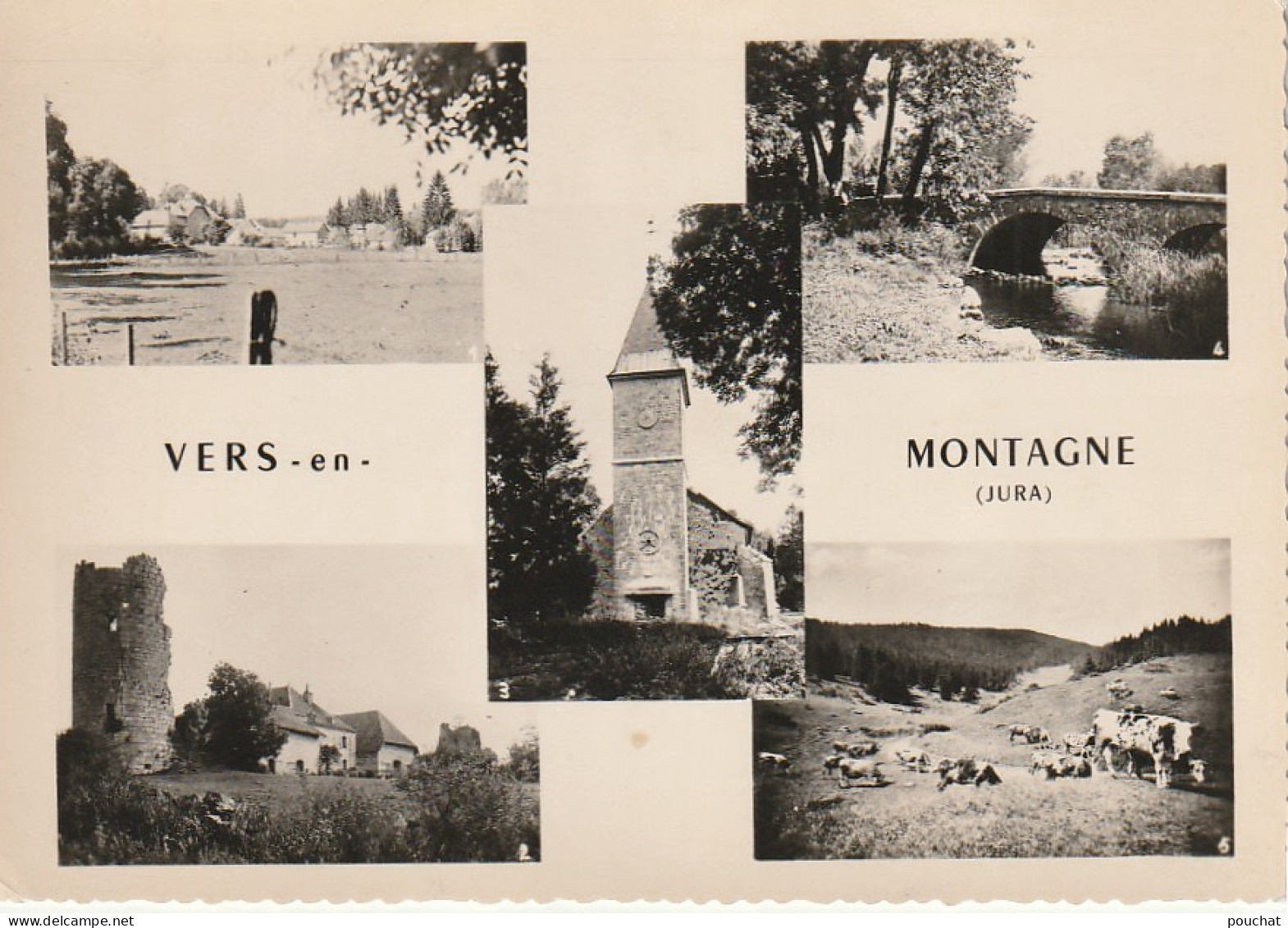 YO 20-(39) VERS EN MONTAGNE - CARTE MULTIVUES : LA FERME DU PARC , L' EGLISE , LE PONT , VUE GENERALE - 2 SCANS - Sonstige & Ohne Zuordnung