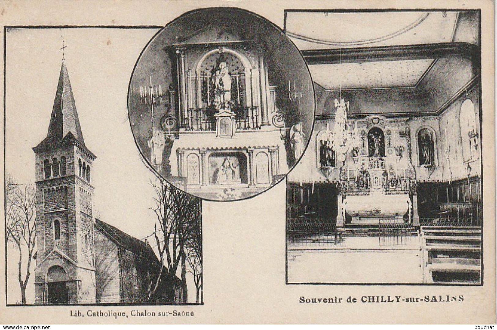 YO 20-(39) SOUVENIR DE CHILLY SUR SALINS - CARTE MULTIVUES EGLISE - 2 SCANS - Autres & Non Classés