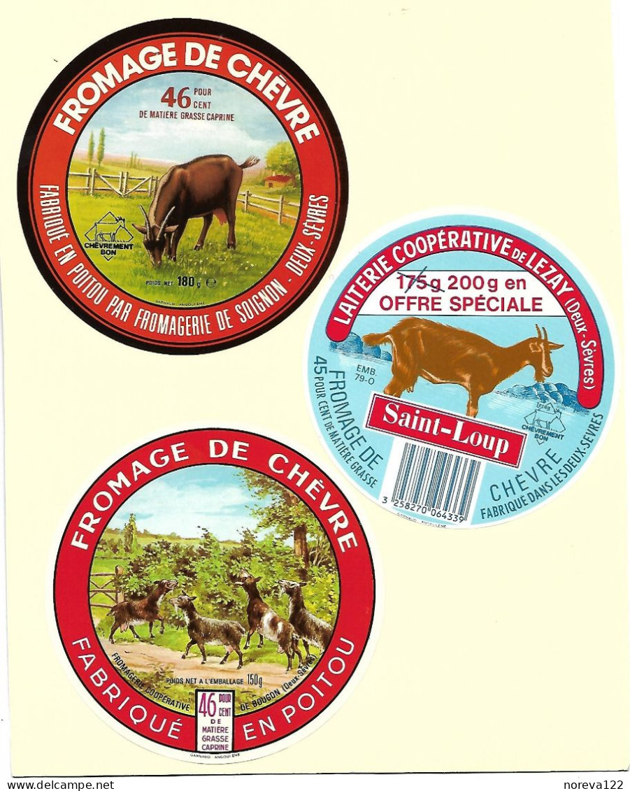 3 Etiqu. From. De CHEVRE Deux Sèvres St LOUP Lezay/BOUGON/SOIGNON Neuves - Käse