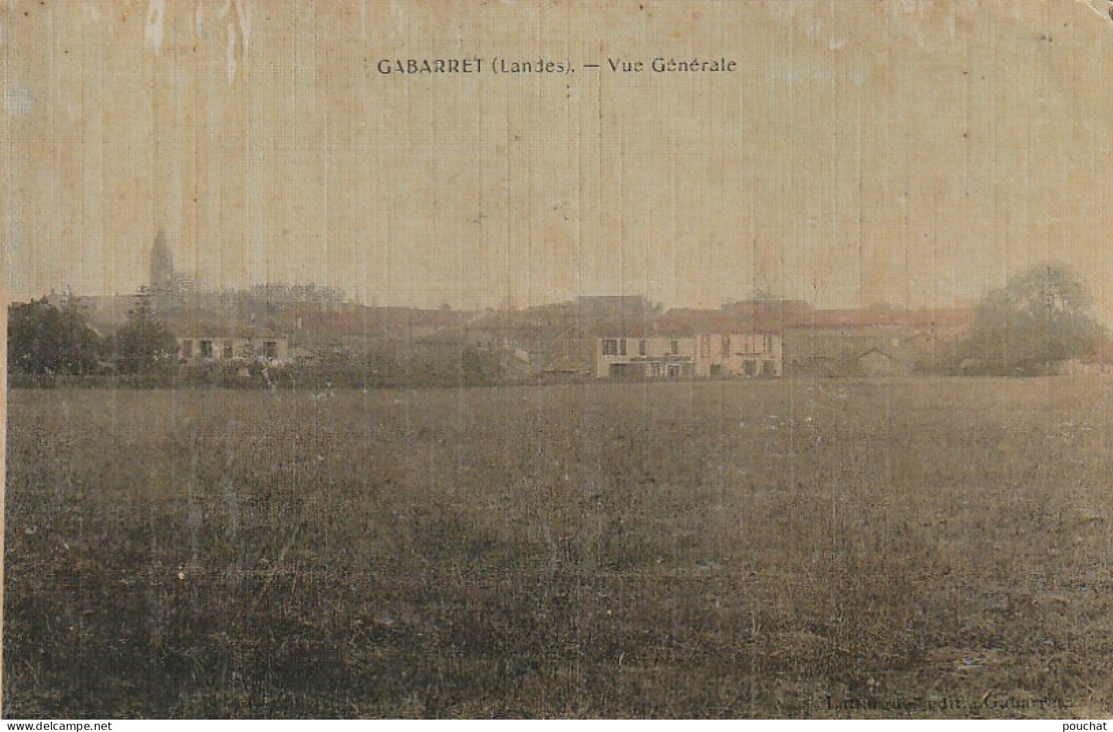 YO 22-(40) GABARRET - VUE GENERALE - CARTE TOILEE COLORISEE - EDIT.  LAFFARGUE , GABARRET- 2 SCANS - Gabarret