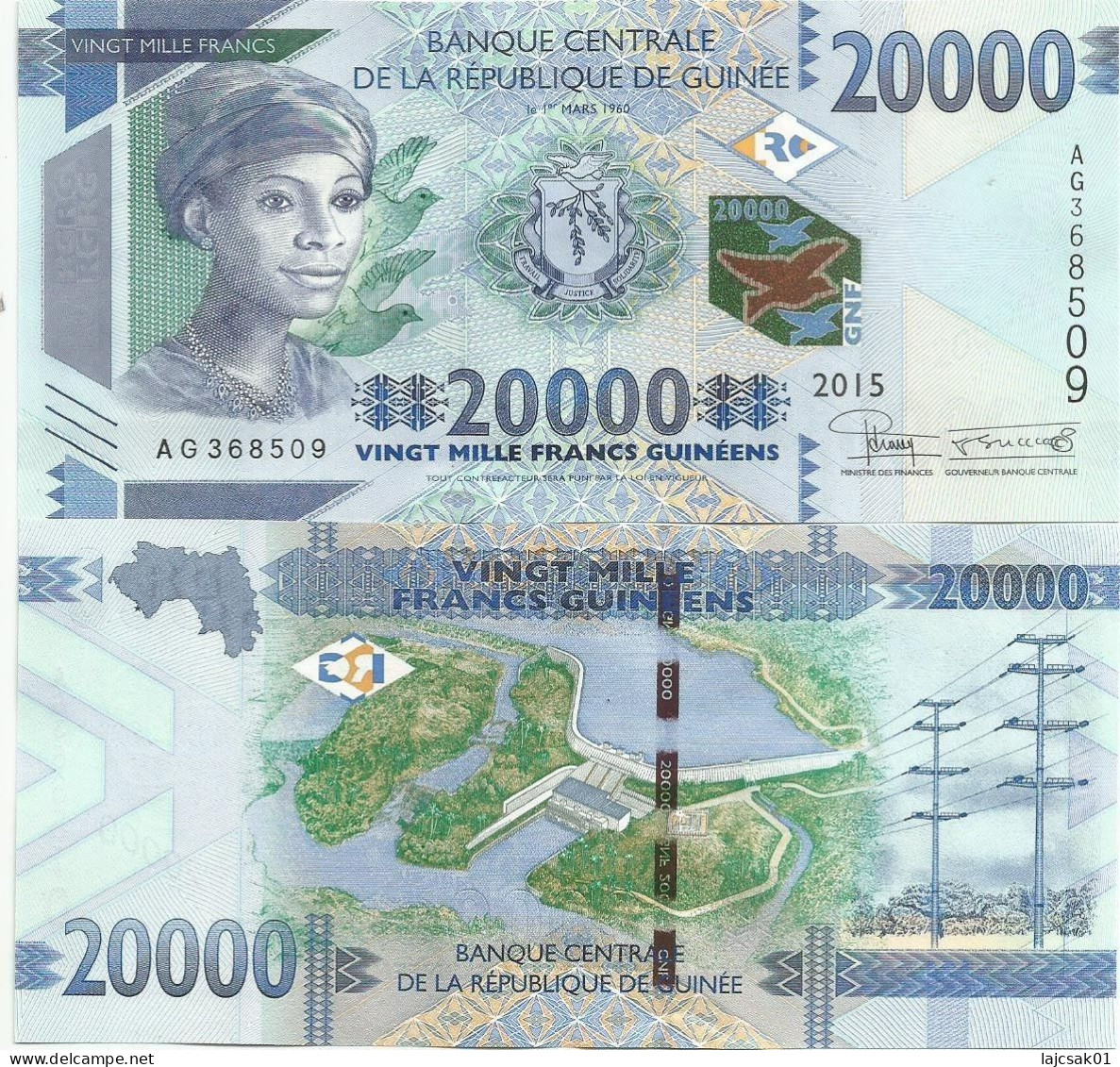 Guinea 20000 Francs 2015. UNC 20.000 Francs - Guinée