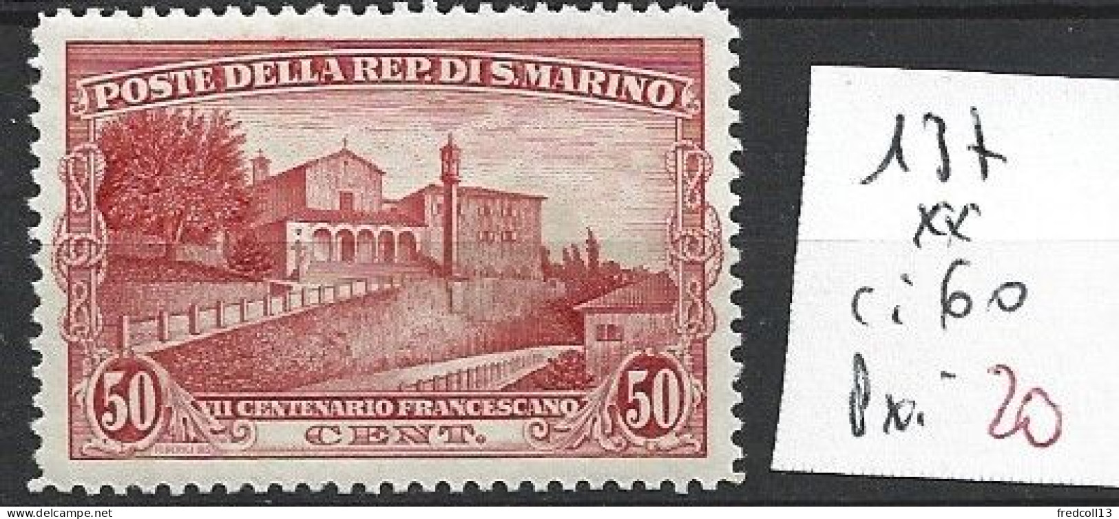 SAINT-MARIN 137 ** Côte 60 € - Unused Stamps