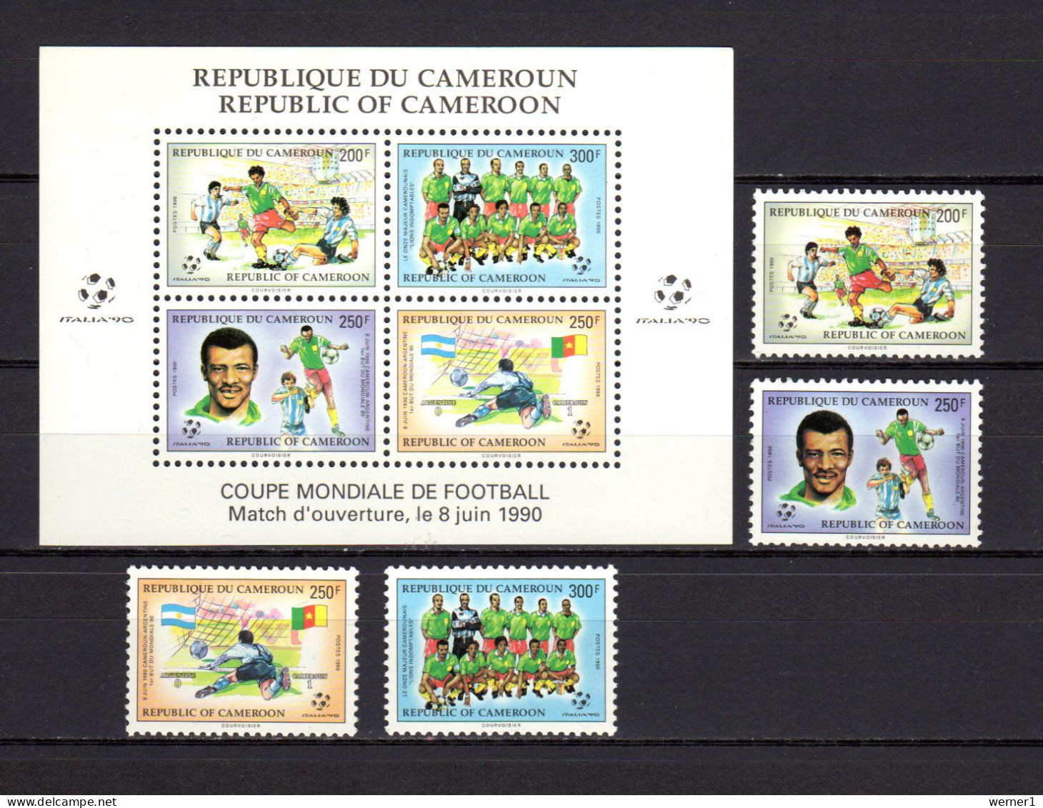 Cameroon - Cameroun 1990 Football Soccer World Cup Set Of 4 + S/s MNH - 1990 – Italy