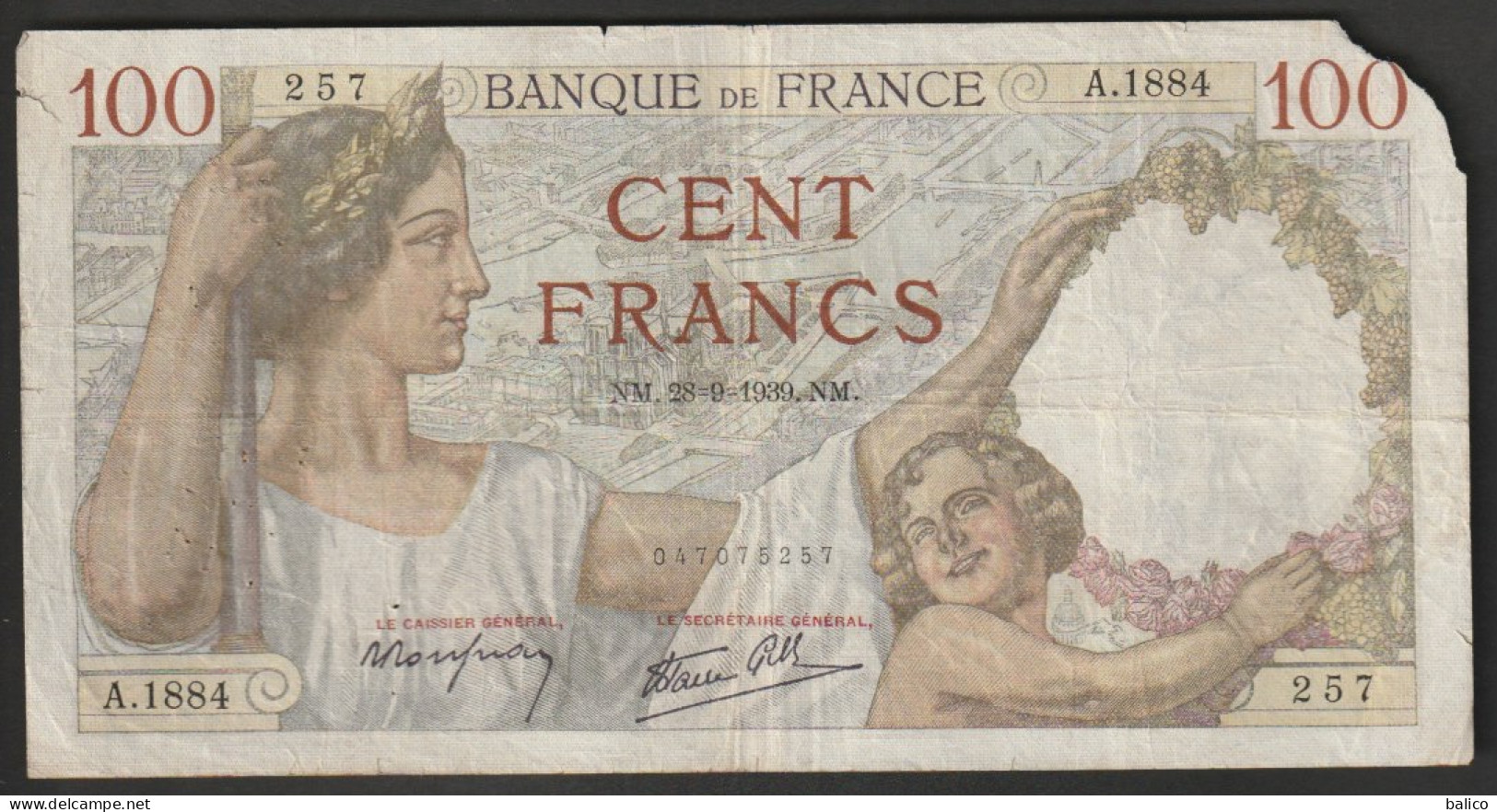 Billet 100 Francs SULLY - 5-12-1940 Et 28-9-1939 - N° F.16810 - 824 Et A.1884 - 257 - 100 F 1939-1942 ''Sully''