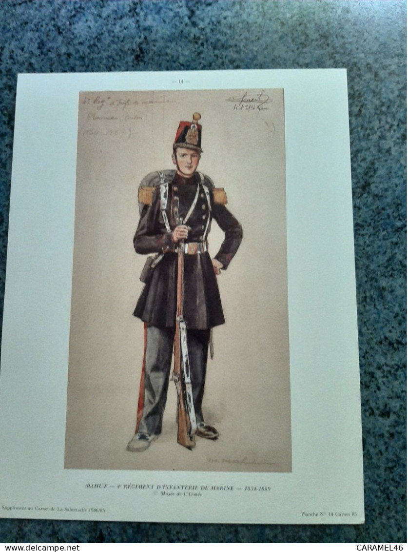 AFFICHE  - DESSIN   -   MAHUT  -  4em REGIMENT D 'INFANTERIE DE MARINE    -  1854- 1869 - Plakate