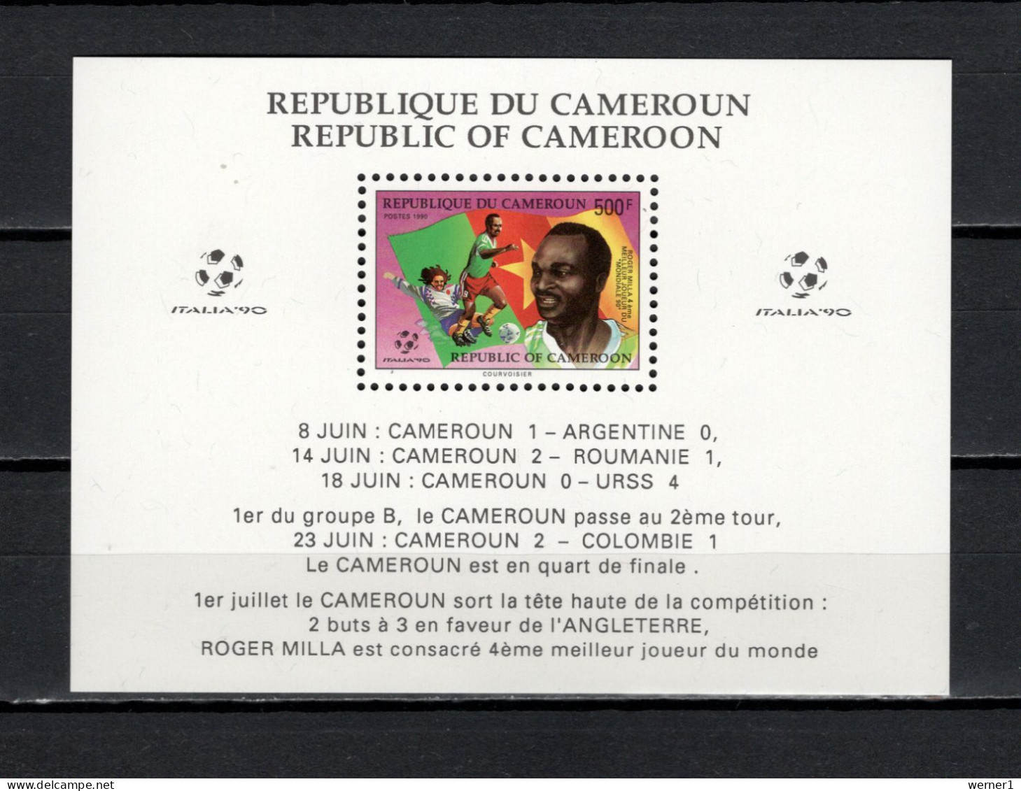 Cameroon - Cameroun 1990 Football Soccer World Cup S/s MNH - 1990 – Italien