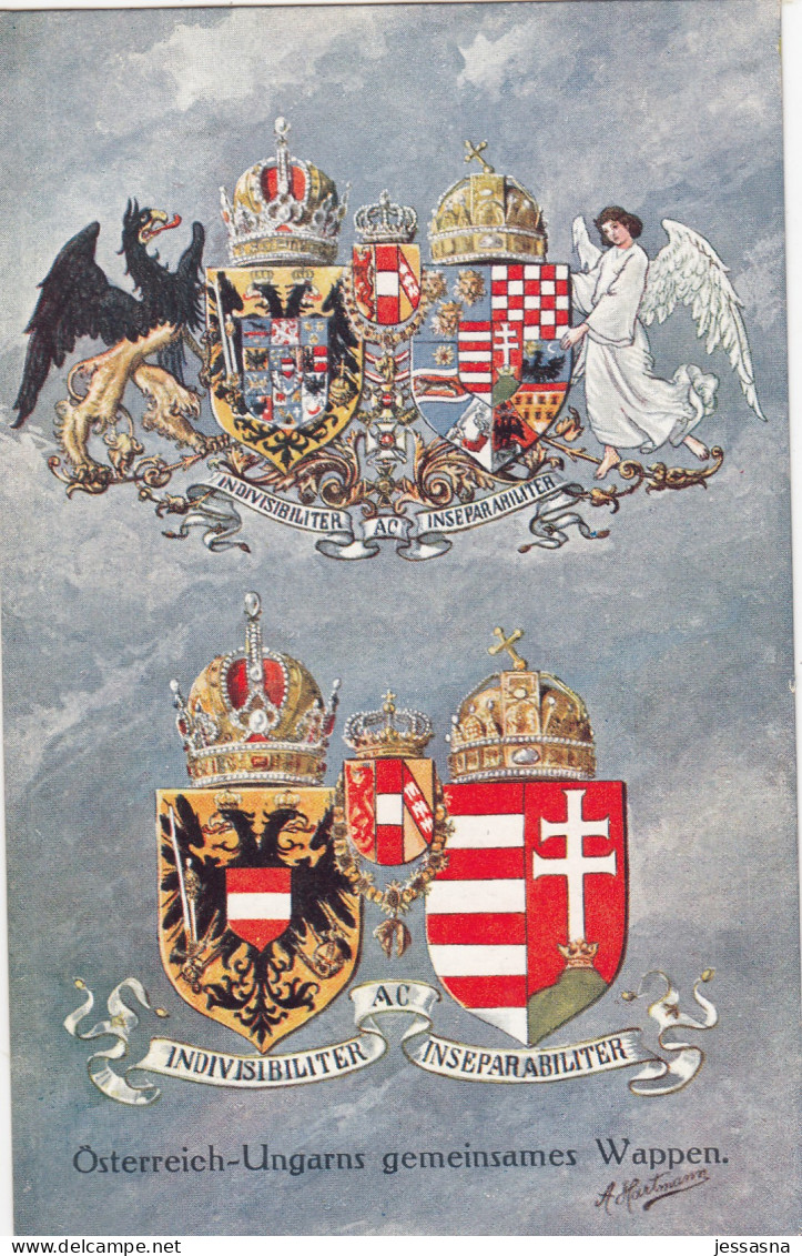 AK - Österreich-Ungarn Gemeinsames Wappen (Kunstkarte Von A. Hartmann) 1916 - War 1914-18