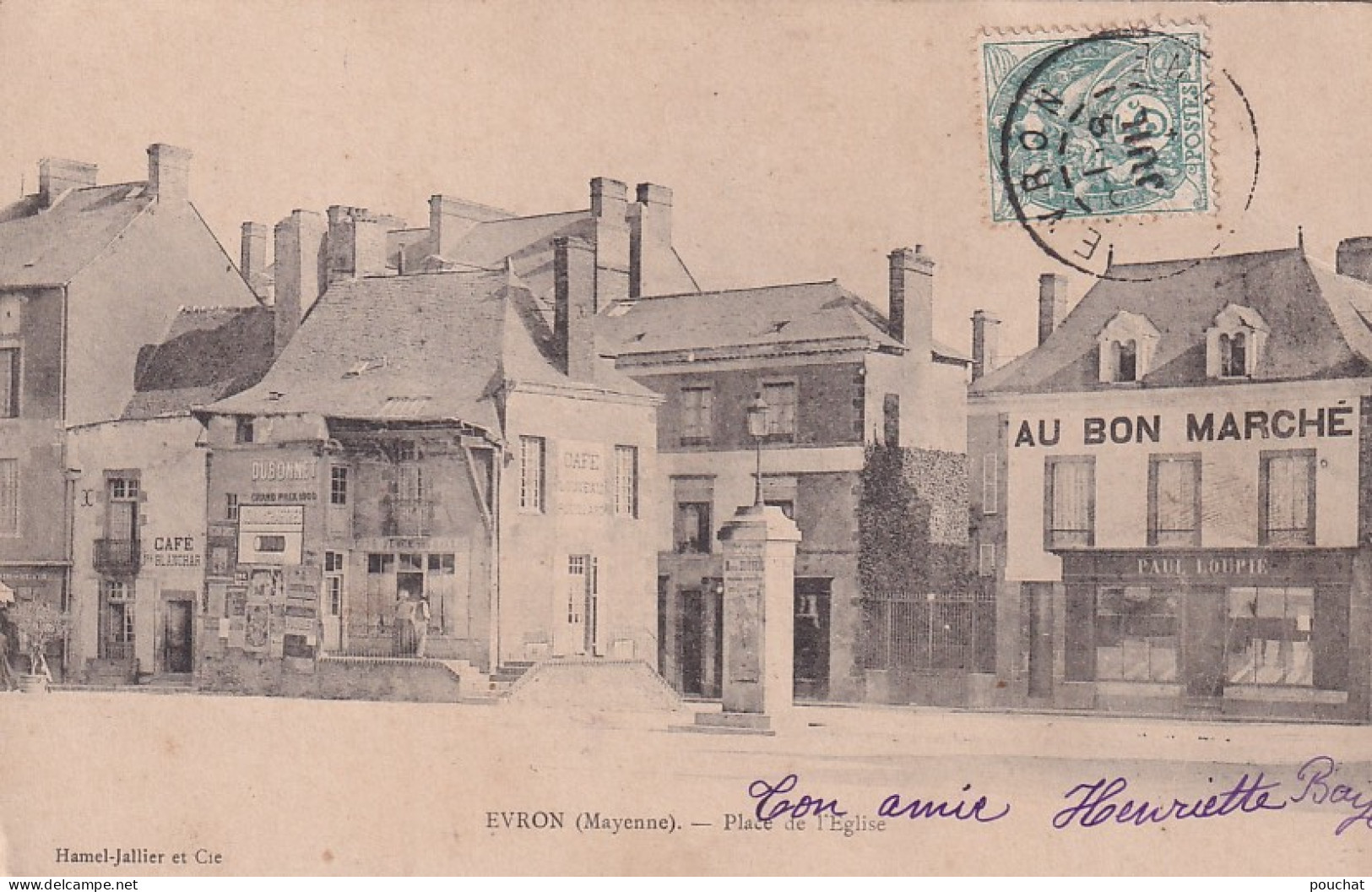 XU Nw-(53) EVRON - PLACE DE L'EGLISE - COMMERCE " AU BON MARCHE " - Evron