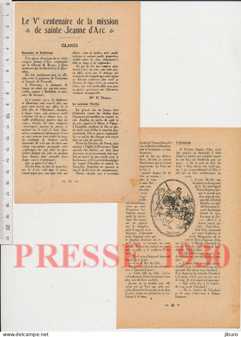 4 Vues1930 Gravure 5° Centenaire De La Mission De Sainte Jeanne D'Arc Domrémy Orléans SacreReims Compiègne Rouen Bûcher - Zonder Classificatie