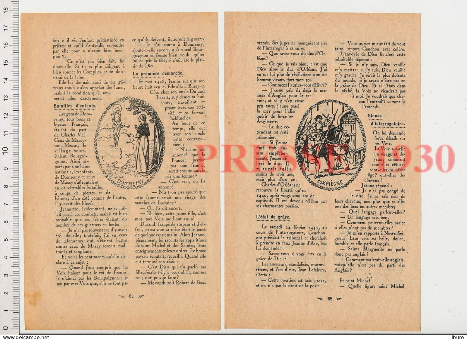 4 Vues1930 Gravure 5° Centenaire De La Mission De Sainte Jeanne D'Arc Domrémy Orléans SacreReims Compiègne Rouen Bûcher - Non Classés