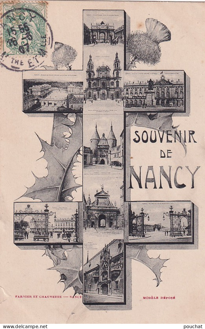 XU Nw-(54) SOUVENIR DE NANCY - CARTE FANTAISIE MULTIVUES - CROIX DE LORRAINE ET CHARDON - Nancy