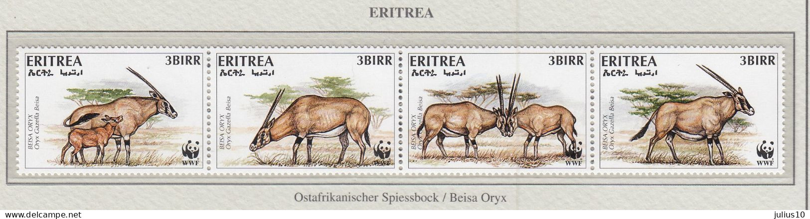 ERITREA 1996 WWF Animals Beisa Oryx Mi 87-90MNH(**) Fauna 547 - Neufs